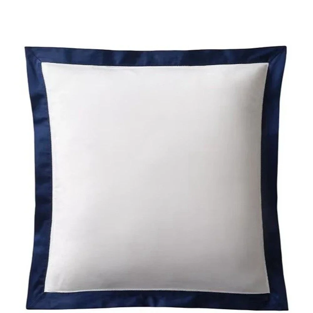LOT 2 Ralph Lauren RL Organic Sateen Border European Shams 26x26” Parchment Whit